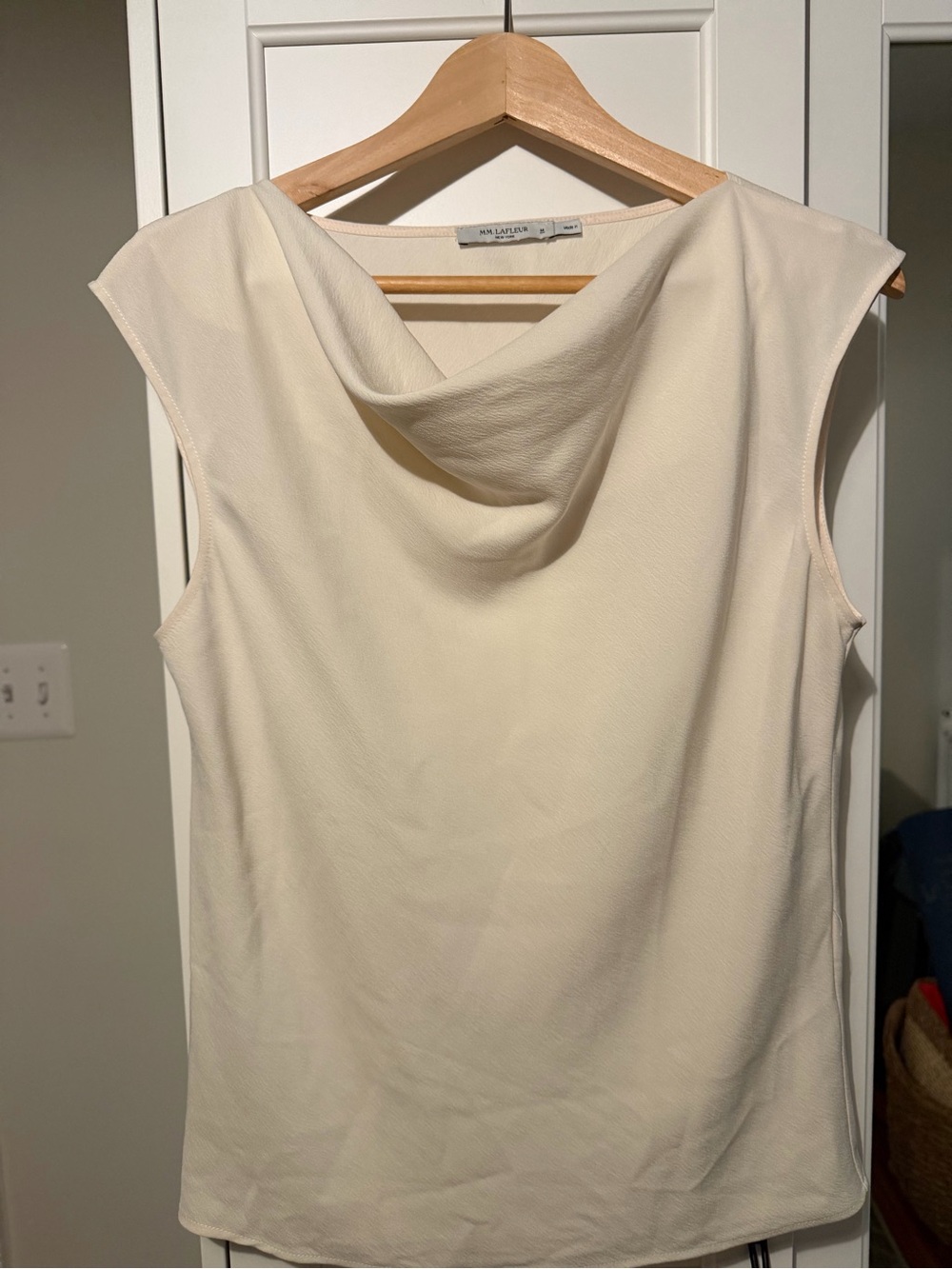 MM Lafleur Ivory Cowl Neck Sleeveless Top
